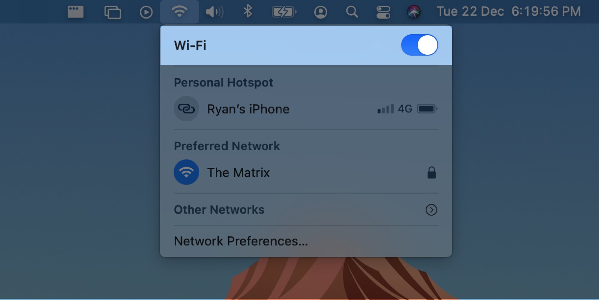 The toggle switch to turn Wi-Fi on and off looks like a real-life toggle switch.